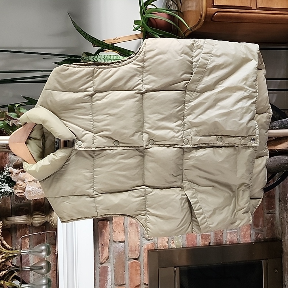 Vintage 90s William Barry Polar Gear Men Duck Down SnapDown Puffer Vest Khaki XL